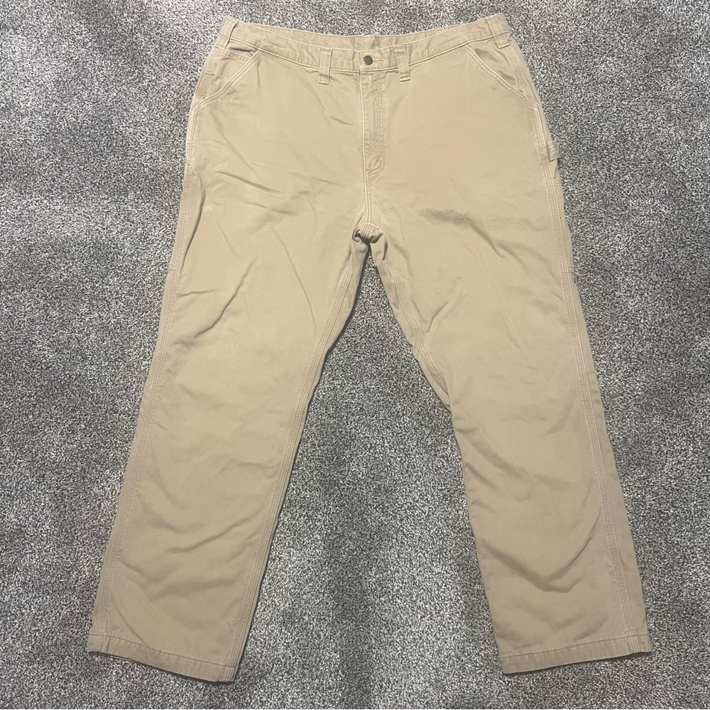 Carhartt Men's 42x32 Flannel Lined Straight Leg Tan Pants